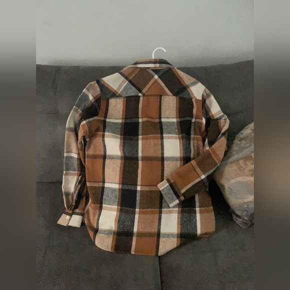 Plaid Women Shirt in Brown and White - Picture 3 of 3